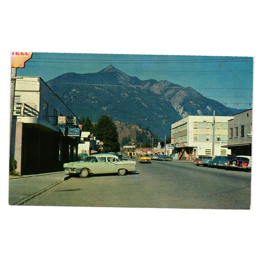 Wallace Street Hope BC Vintage Kodachrome Postcard Coast Publishing Canada Cars